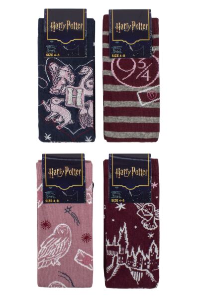 Women's 4 Pair Harry Potter Hogwarts Cotton Socks