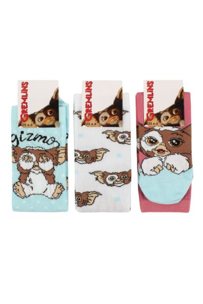 Womens 3 Pair Gremlins Gizmo Cotton Socks