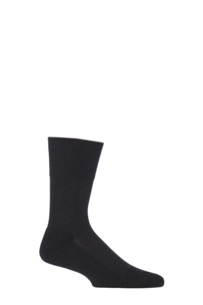 1 Pair Airport Plus Plain Virgin Wool and Cotton Cushioned Business Socks Men's - Falke