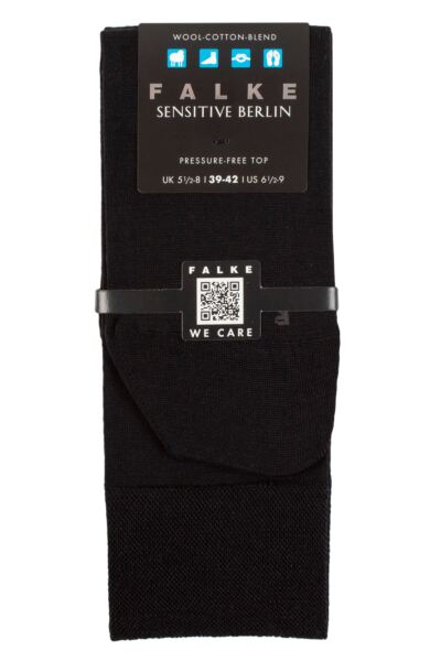1 Pair Sensitive Berlin Virgin Wool Left and Right Socks With Comfort Cuff Men's - Falke