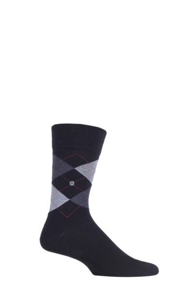 1 Pair Manchester Argyle Cotton Socks Men's - Burlington