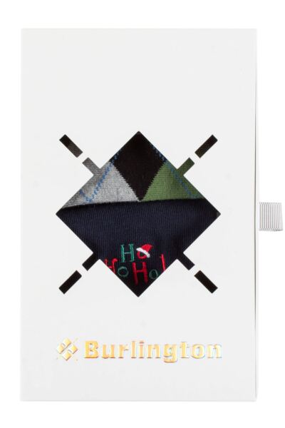 Mens 2 Pair Burlington Argyle and Embroidery Gift Boxed Cotton Christmas Socks
