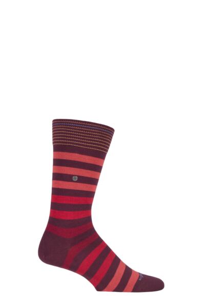 1 Pair Blackpool Multi Striped Cotton Socks Men's - Burlington