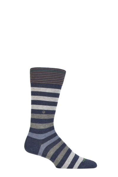 1 Pair Blackpool Multi Striped Cotton Socks Men's - Burlington