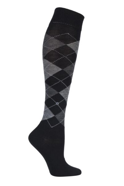 1 Pair Marylebone Argyle Wool Knee High Socks Women's - Burlington