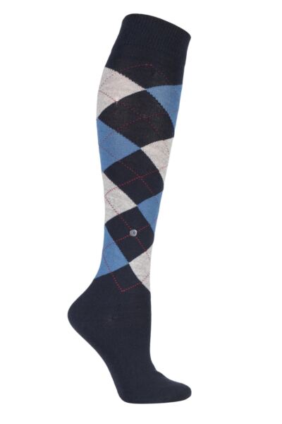1 Pair Marylebone Argyle Wool Knee High Socks Women's - Burlington