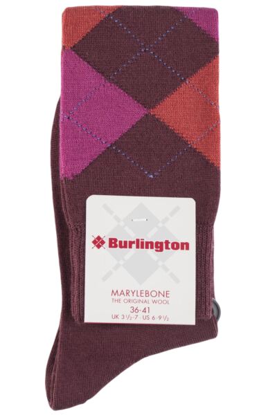 1 Pair Marylebone Argyle Wool Knee High Socks Women's - Burlington