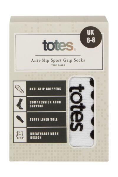 Totes 2 Pair Gripper Sports Socks