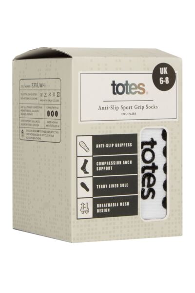 Totes 2 Pair Gripper Sports Socks