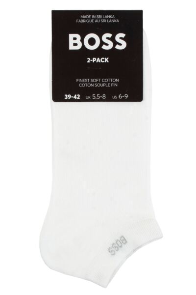 Mens 2 Pair BOSS Soft Cotton Plain Trainer Socks