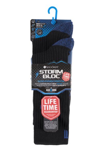 Mens 2 Pair Storm Bloc with BlueGuard Sports Crew Socks