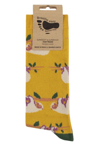 Mens and Women's 1 Pair Shared Earth Fair Trade Sloths Bamboo Socks