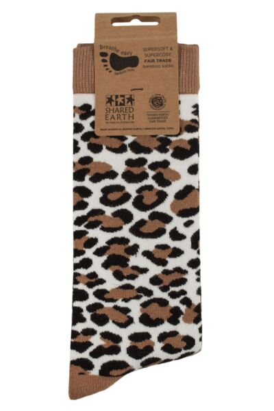 Mens and Women's 1 Pair Shared Earth Fair Trade Leopard Bamboo Socks