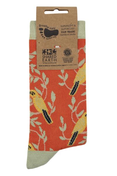 Mens and Women's 1 Pair Shared Earth Fair Trade Indian Inspired Bamboo Socks