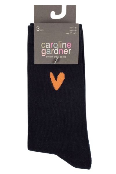 Women's 3 Pair Caroline Gardner Patterned Cotton Socks