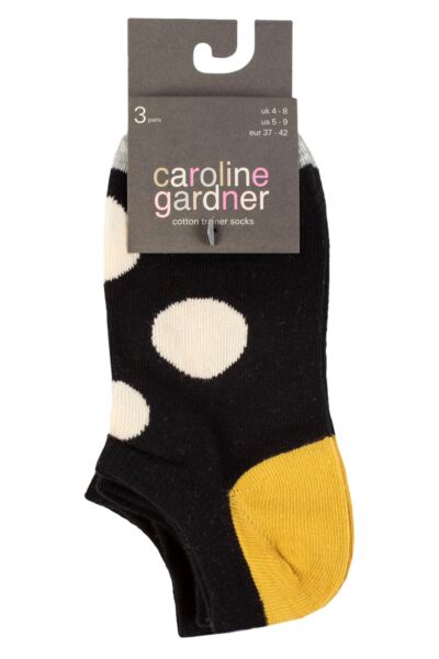 Women's 3 Pair Caroline Gardner Patterned Cotton Trainer Socks