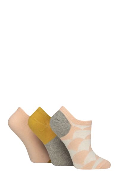 Women's 3 Pair Caroline Gardner Patterned Cotton Trainer Socks