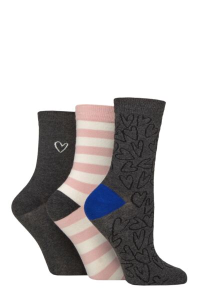 Women's 3 Pair Caroline Gardner Patterned Cotton Socks