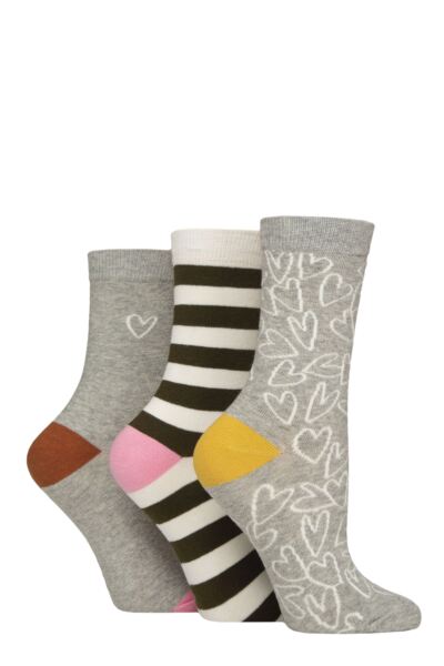 Women's 3 Pair Caroline Gardner Patterned Cotton Socks