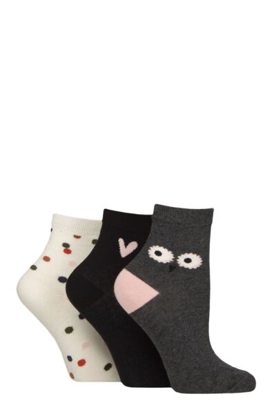 Women's 3 Pair Caroline Gardner Cotton Patterned Mid Length Crew Socks