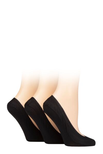 Women's 3 Pair Caroline Gardner Plain Cotton No-Show Shoe Liner Socks
