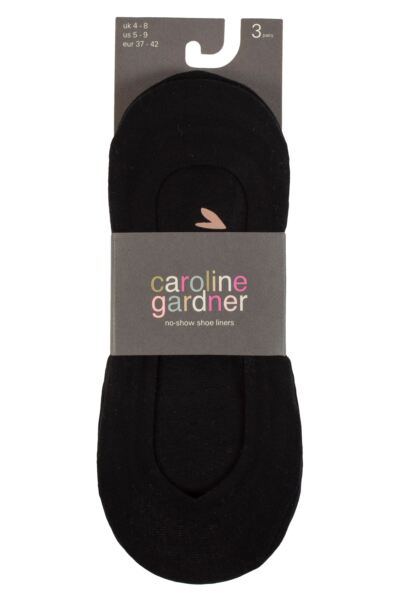 Women's 3 Pair Caroline Gardner Plain Cotton No-Show Shoe Liner Socks