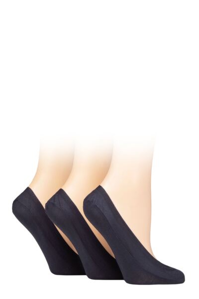 Women's 3 Pair Caroline Gardner Plain Cotton No-Show Shoe Liner Socks