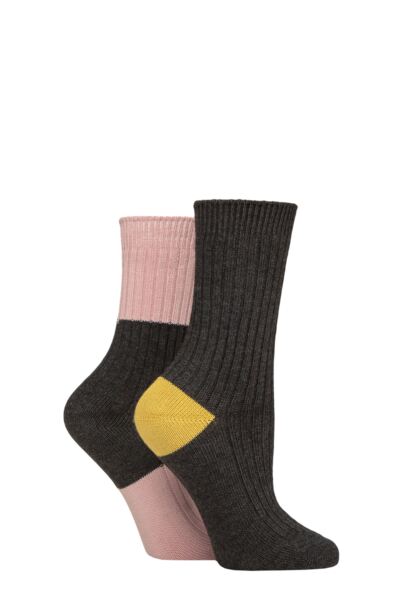 Women's 2 Pair Caroline Gardner Bamboo Ribbed Light Weight Boot Socks