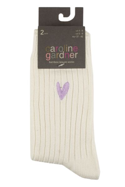 Women's 2 Pair Caroline Gardner Bamboo Ribbed Light Weight Boot Socks
