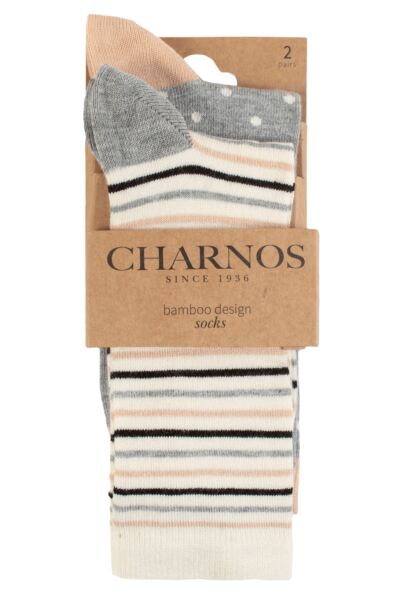 Women's 2 Pair Charnos Spot and Stripe Bamboo Socks