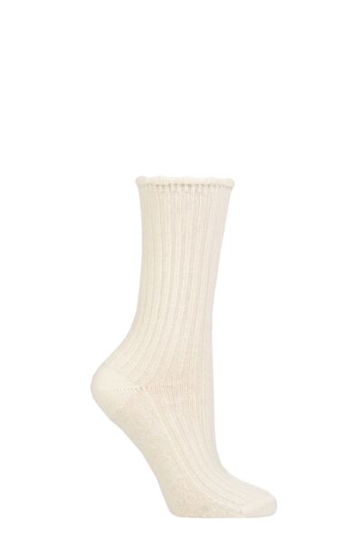 Women's 1 Pair Charnos Rib Scallop Top Cosy Wool Socks