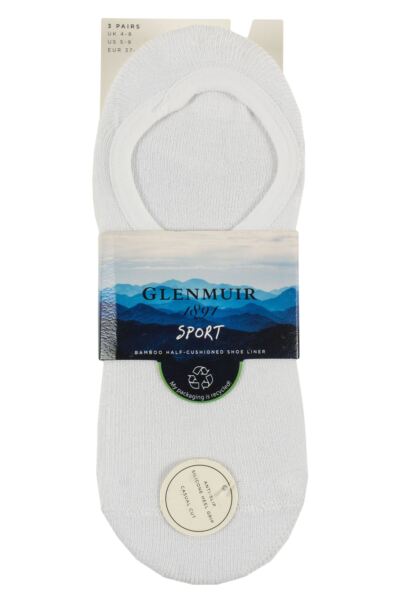 Women's 3 Pair Glenmuir Sport Bamboo Half Cushioned Shoe Liner Socks
