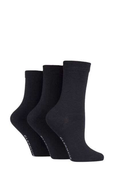 3 Pair Classic Plain Bamboo Socks Women's - Glenmuir