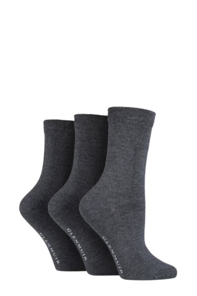 3 Pair Classic Plain Bamboo Socks Women's - Glenmuir