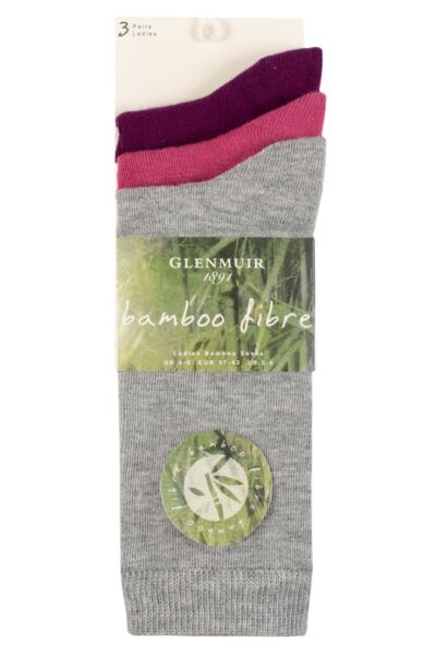 3 Pair Classic Plain Bamboo Socks Women's - Glenmuir