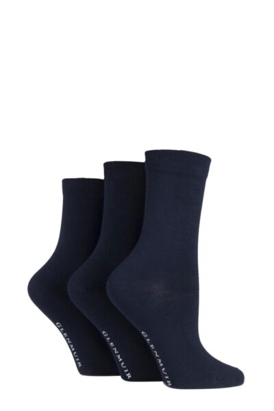 3 Pair Classic Plain Bamboo Socks Women's - Glenmuir