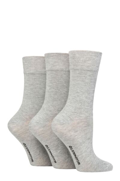 3 Pair Comfort Cuff Plain Bamboo Socks Ladies - Glenmuir