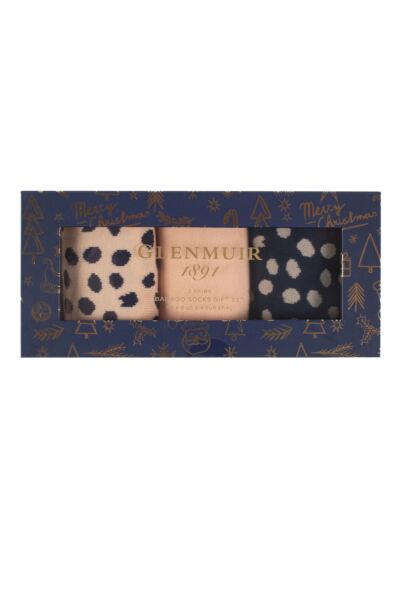 Women's 3 Pair Glenmuir Bamboo Patterned Socks in Christmas Gift Box