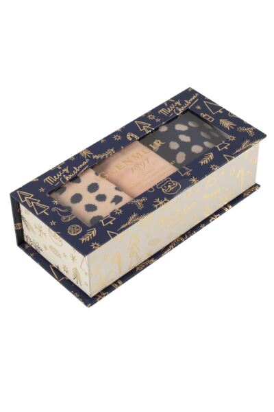 Women's 3 Pair Glenmuir Bamboo Patterned Socks in Christmas Gift Box