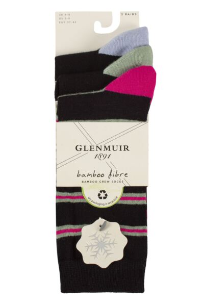 Women's 3 Pair Glenmuir Patterned Bamboo Socks with Christmas Gift Tag