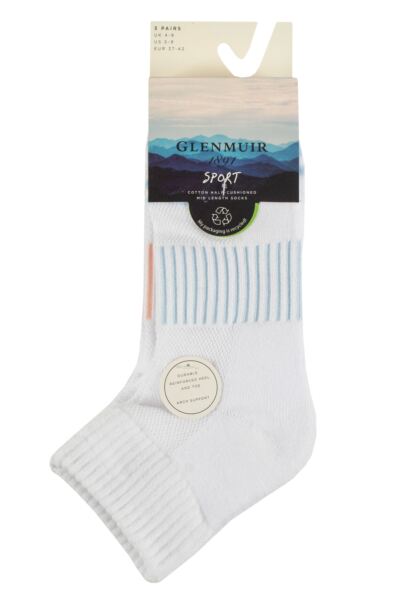 Women's 3 Pair Glenmuir Cotton Half-Cushioned Mid Length Sports Socks