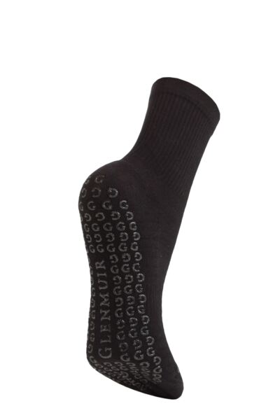 Women's 2 Pair Glenmuir Sport Cotton Half Cushioned Mid Length Yoga Socks with Grips