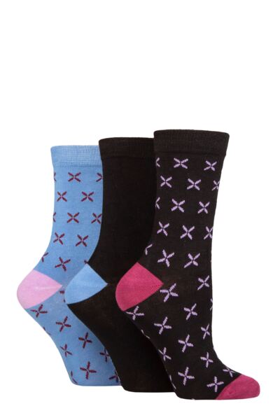 Women's 3 Pair Glenmuir Patterned Bamboo Socks