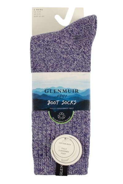 Women's 2 Pair Glenmuir Classic Cushioned Cotton Boot Socks