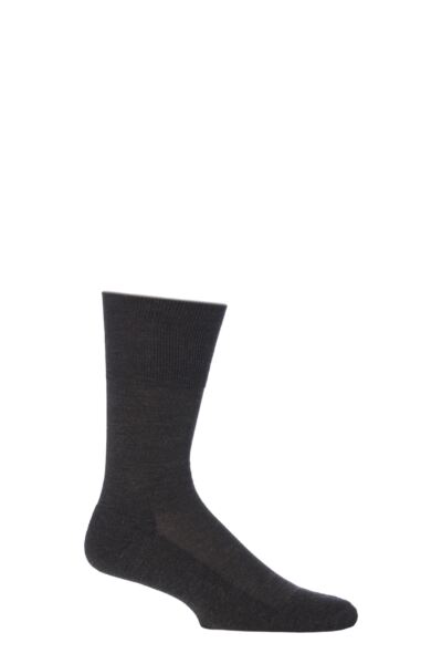 1 Pair Airport Plus Plain Virgin Wool and Cotton Cushioned Business Socks Men's - Falke