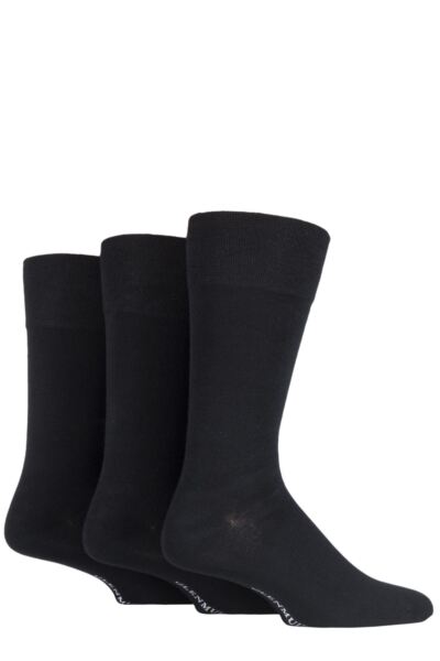 3 Pair Plain Comfort Cuff Socks Men's - Glenmuir