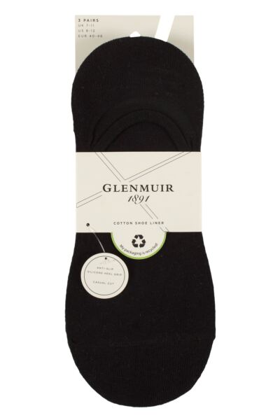Mens 3 Pair Glenmuir Cotton Shoe Liner Socks