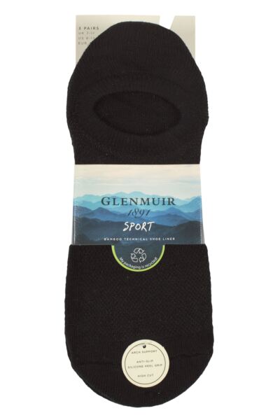 Mens 3 Pair Glenmuir Bamboo Sport Technical Shoe Liner Socks