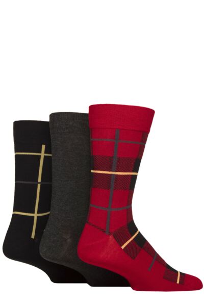 Mens 3 Pair Glenmuir Gift Tagged Patterned Bamboo Socks