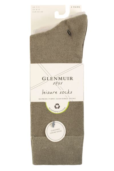 Mens 2 Pair Glenmuir Bamboo Cushioned Leisure Socks